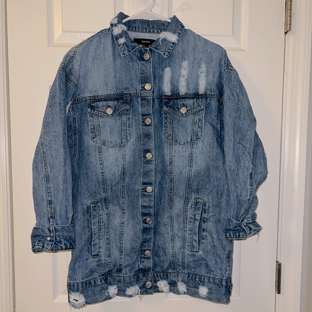 Forever 21 Long Oversized Denim Jacket